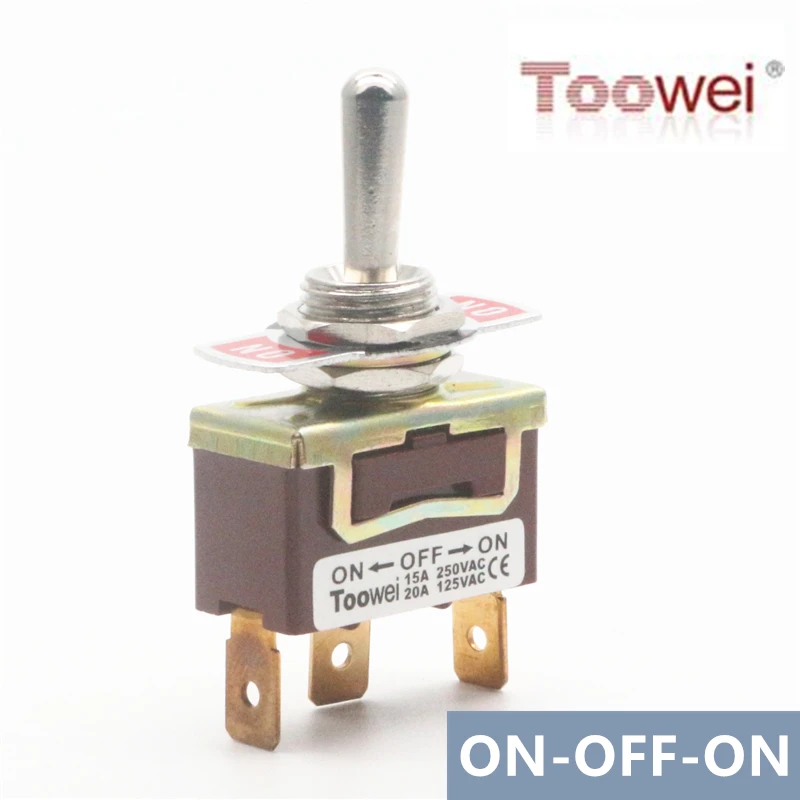 Toowei T701CT 3 штыря рычажный переключатель ВКЛ-ВЫКЛ-на 15A 250 V/20A 125V SP3T/монтажным отверстием 12 мм/6,3 мм Быстрый контакт