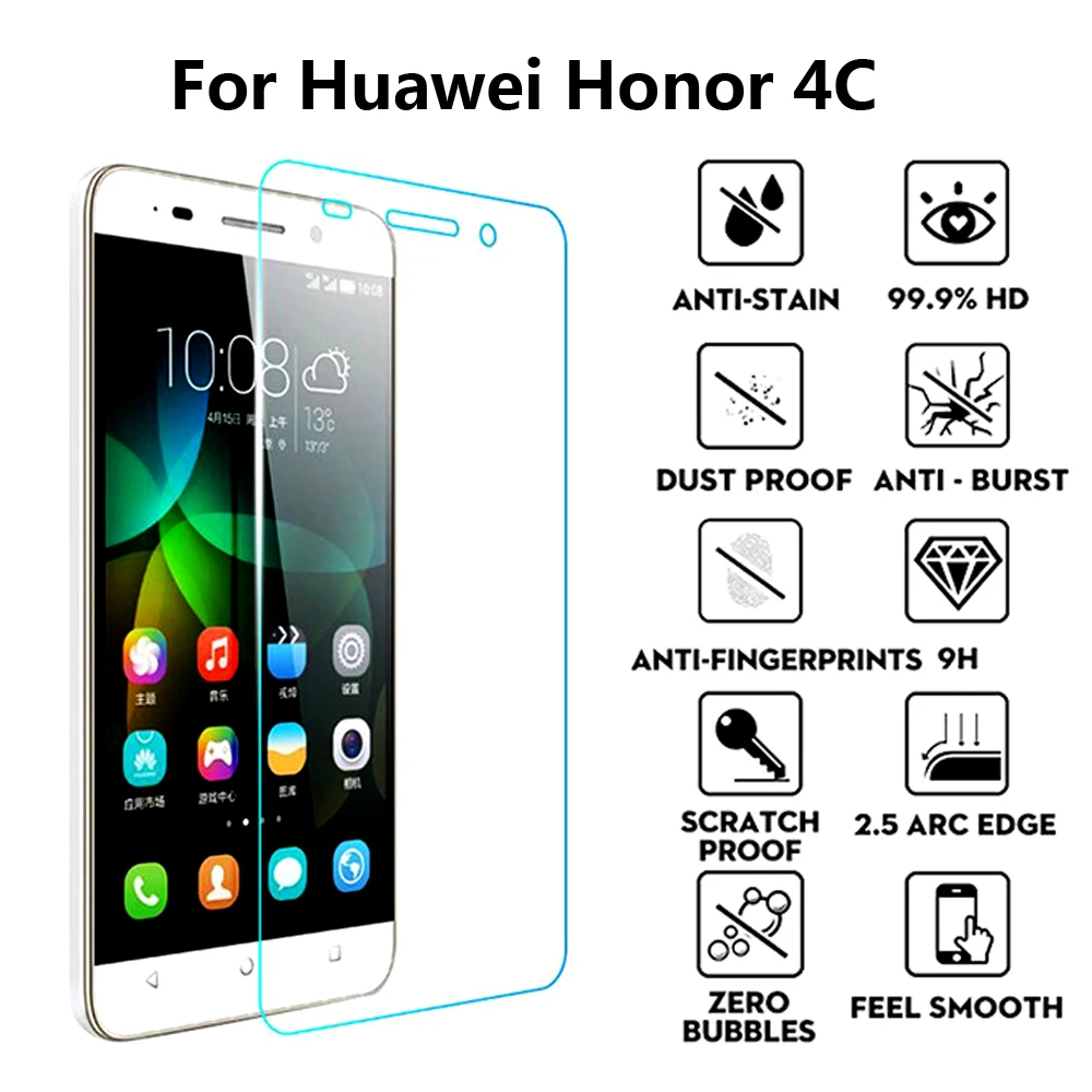 2Pcs Tempered Glass For Huawei Honor 4C Screen Protector Film Protective Honor4c CHM-U01 CHM U01 | Мобильные телефоны и