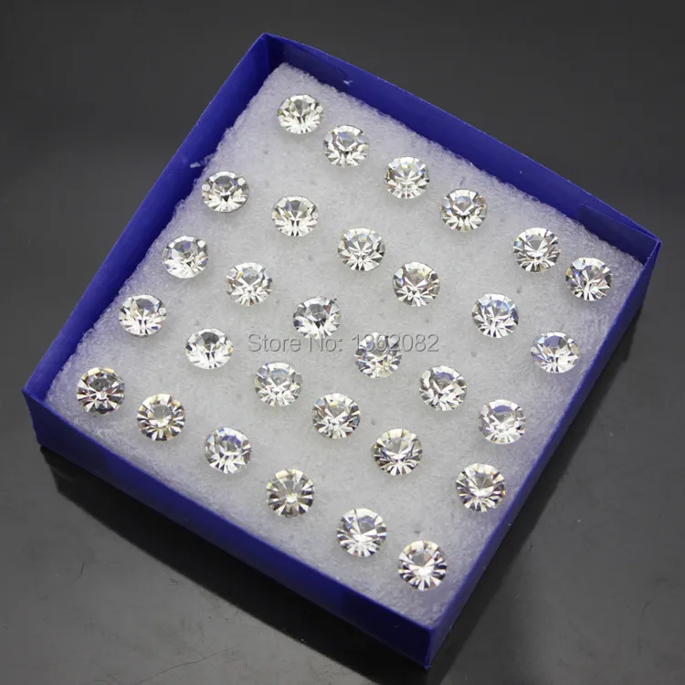 20 пар 6 мм Модные женские серьги-гвоздики с искусственными бриллиантами из прозрачного хрусталя пластиковые серьги подарок ME95
