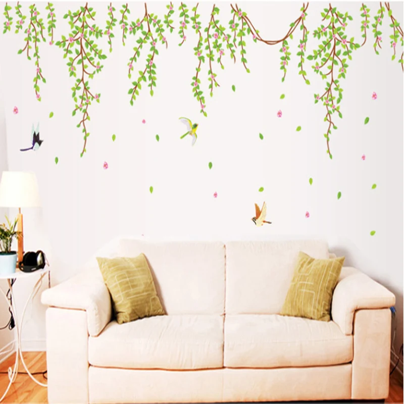 detail feedback questions about big green leaves pink flowers birds
