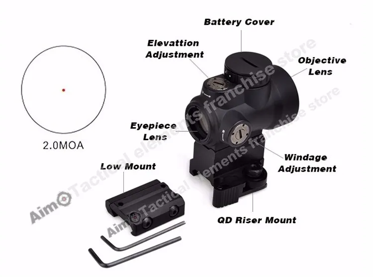 Элемент зрение тактические MRO в красный горошек с QD стояк Крепление& low горе Тактический Red Dot Сфера AO5087