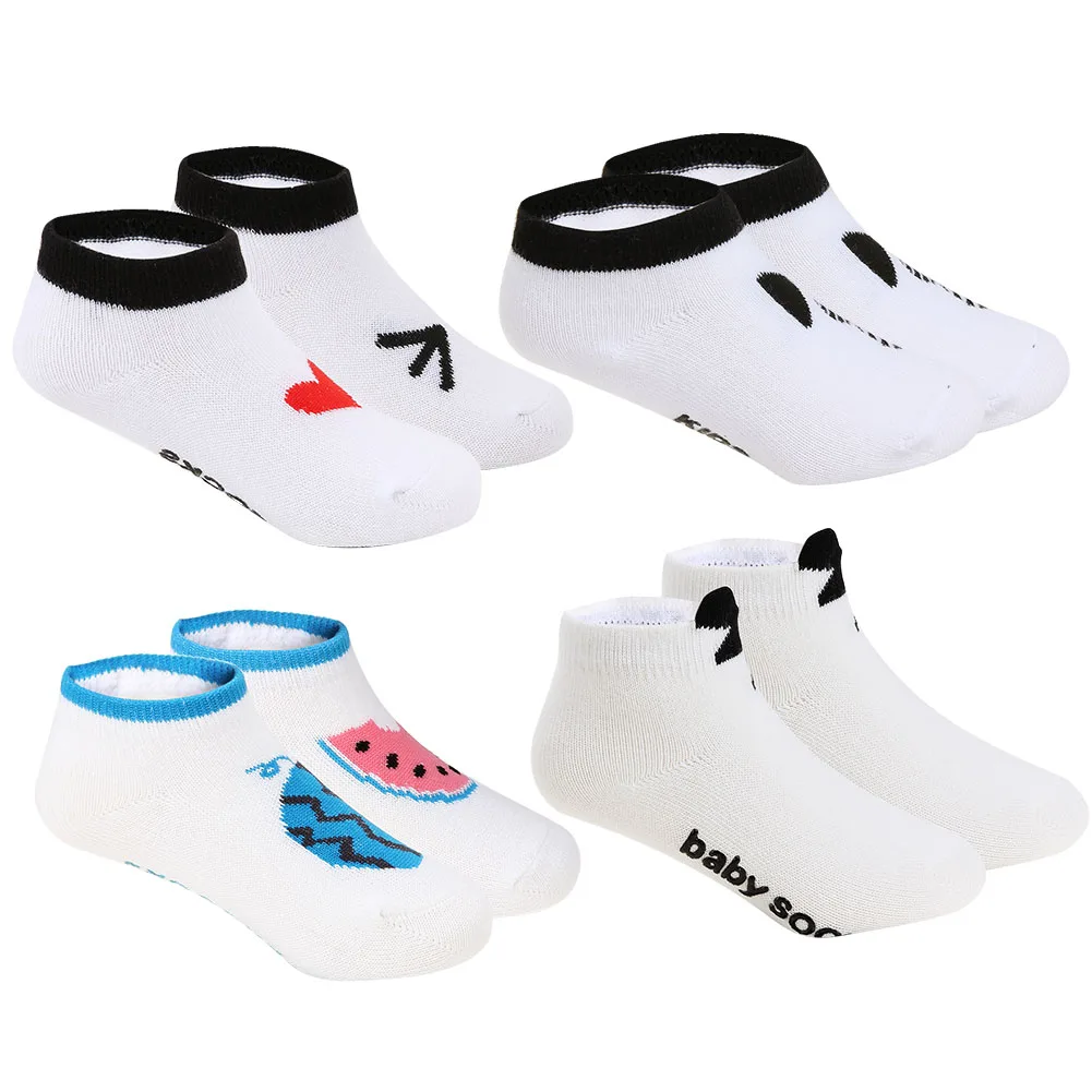 Toddler Cute White Socks Children's Cotton Boys Girls Asymmetry Anti