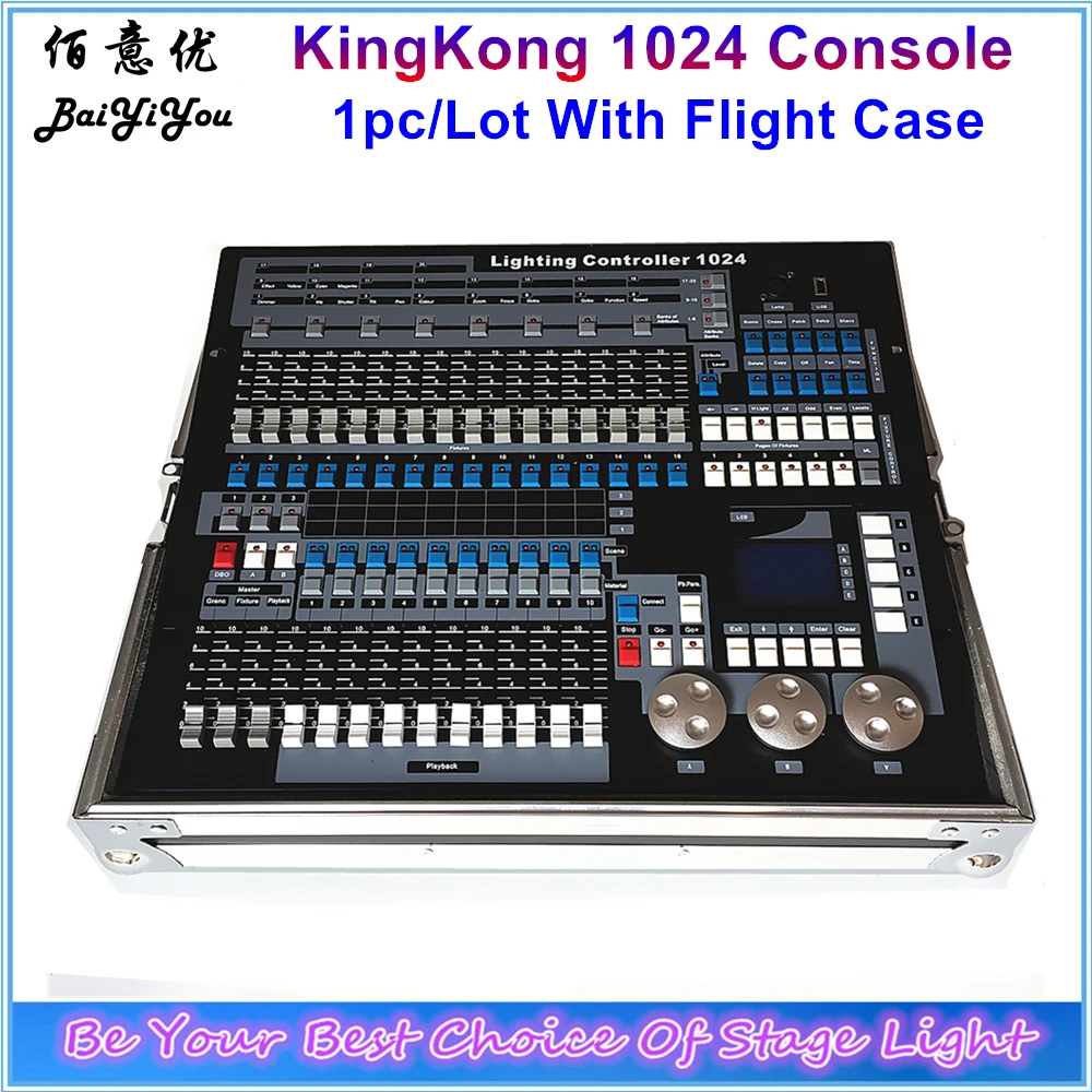 

1pc/Lot DMX KingKong 1024 Console 1024 Stage Light Controller Beam Moving Head Light Consoles With Flight Case