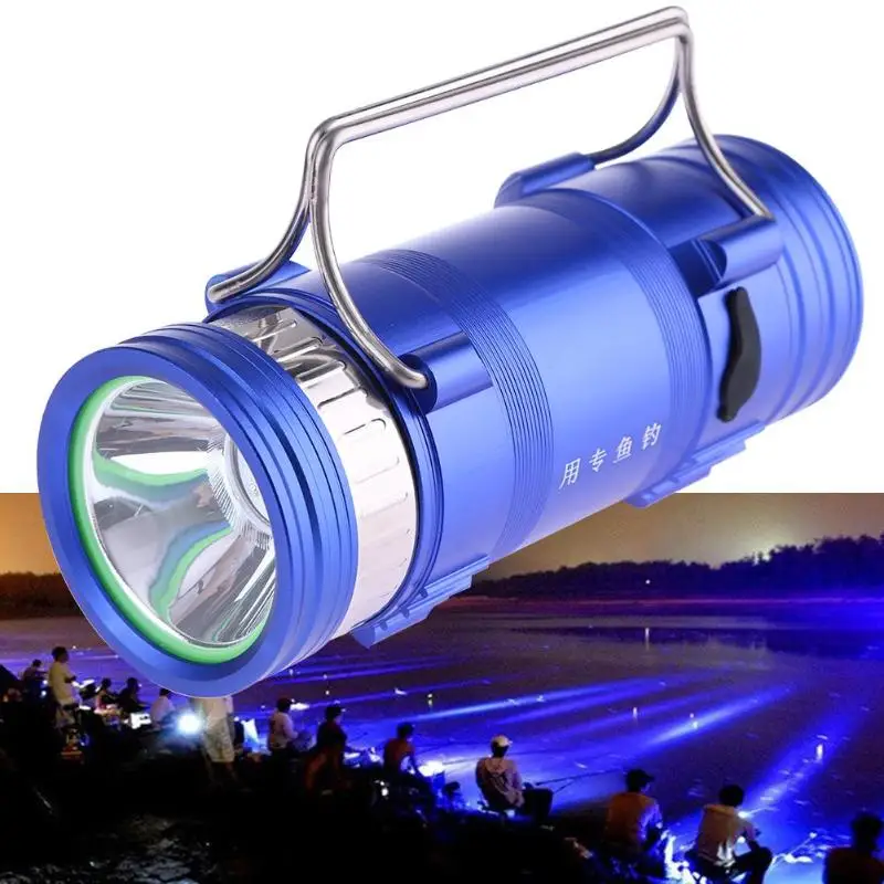 

20W Aluminum Alloy Shell USB Rechargeable Dual-light Blue+White LED Searchlight for Outdoor Fishing Camping US Plug Flashlights