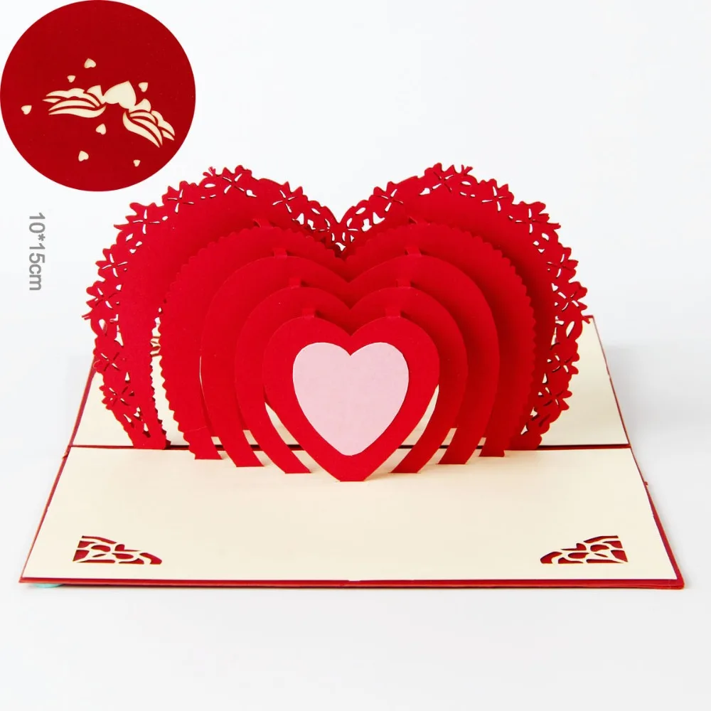  Valentines Day Gift Love in the Hand 3D Pop up Greeting Card Post card Matching Envelope Laser Cut  - 32852705055