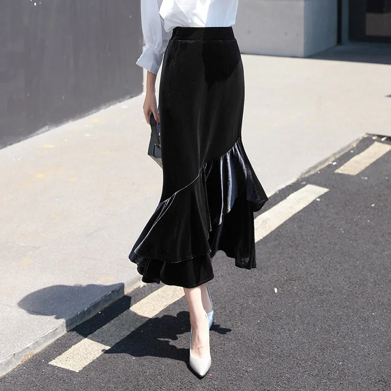 Высота талии юбки Для женщин горячий Slim Fit рыбий хвост 2018 Весна модные