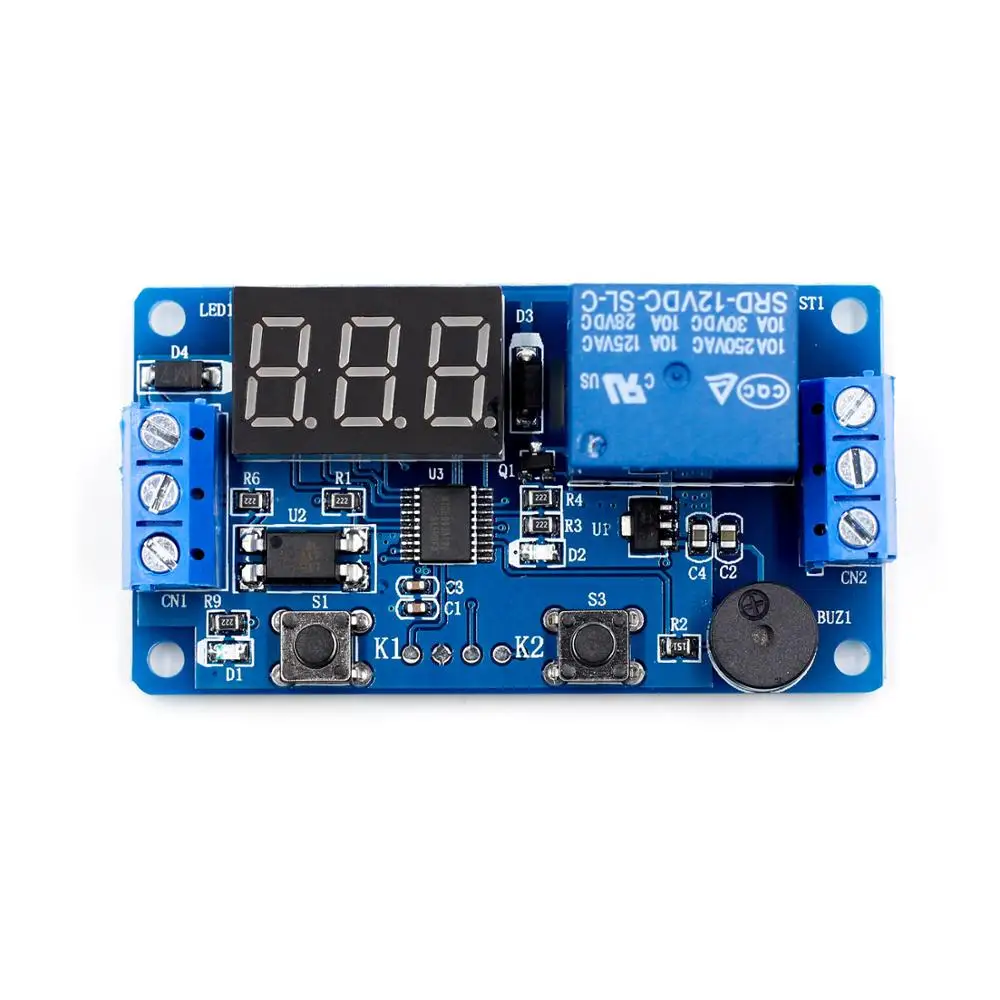 

DC 12V LED Digital Time Delay Relay Module Timer Relay Time Control Switch Trigger Timing Board PLC Automation Car Buzzer