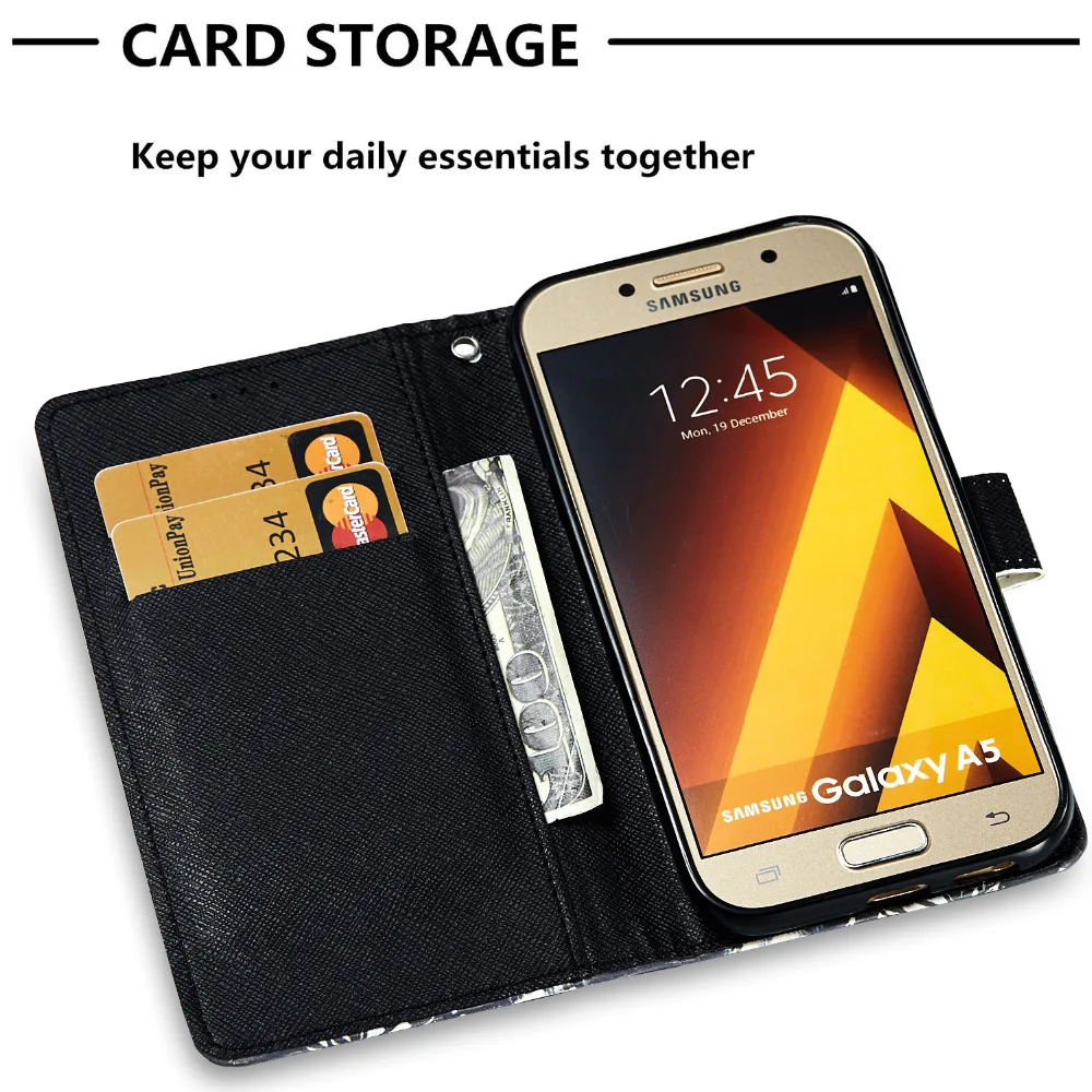 3D Painting Leather Flip Wallet Case Bookstyle Magnetic Closure Case For Samsung Galaxy A5 2017 S7 Edge S8 S9 J3 J5 J7 2017 Capa4