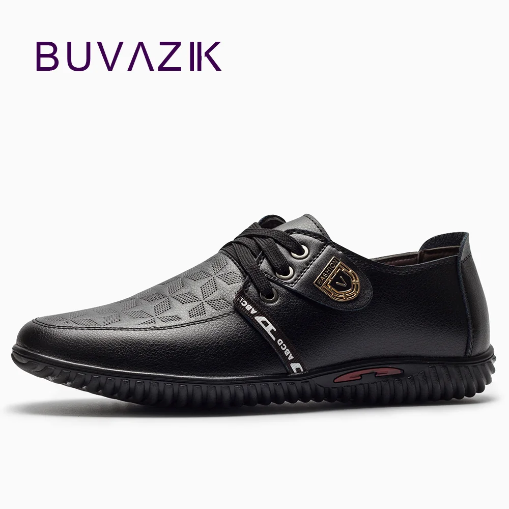 

BUVAZIK New 2018 breathable casual leather shoes men,soft split leather comfortable Oxfords,lace-up fashion men's flats