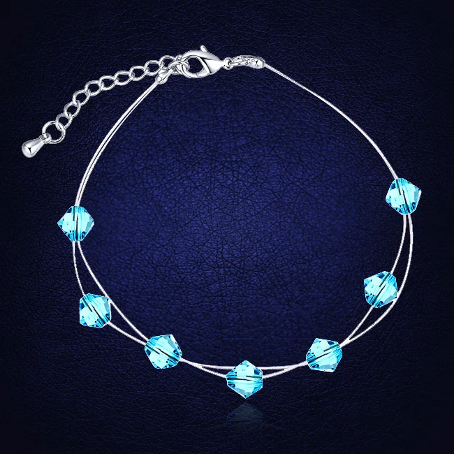 Кристаллами от Swarovski прозрачный тонкий браслет-цепочка для Для женщин подарок для девочек Модные украшения высокое качество нет аллергии