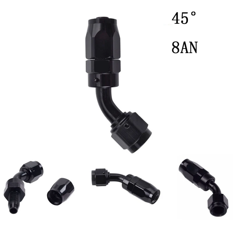 10 AN10 10AN 90 DEGREE SWIVEL ALUMINUM TUBE HOSE END FITTING BLACK UNIVERSAL