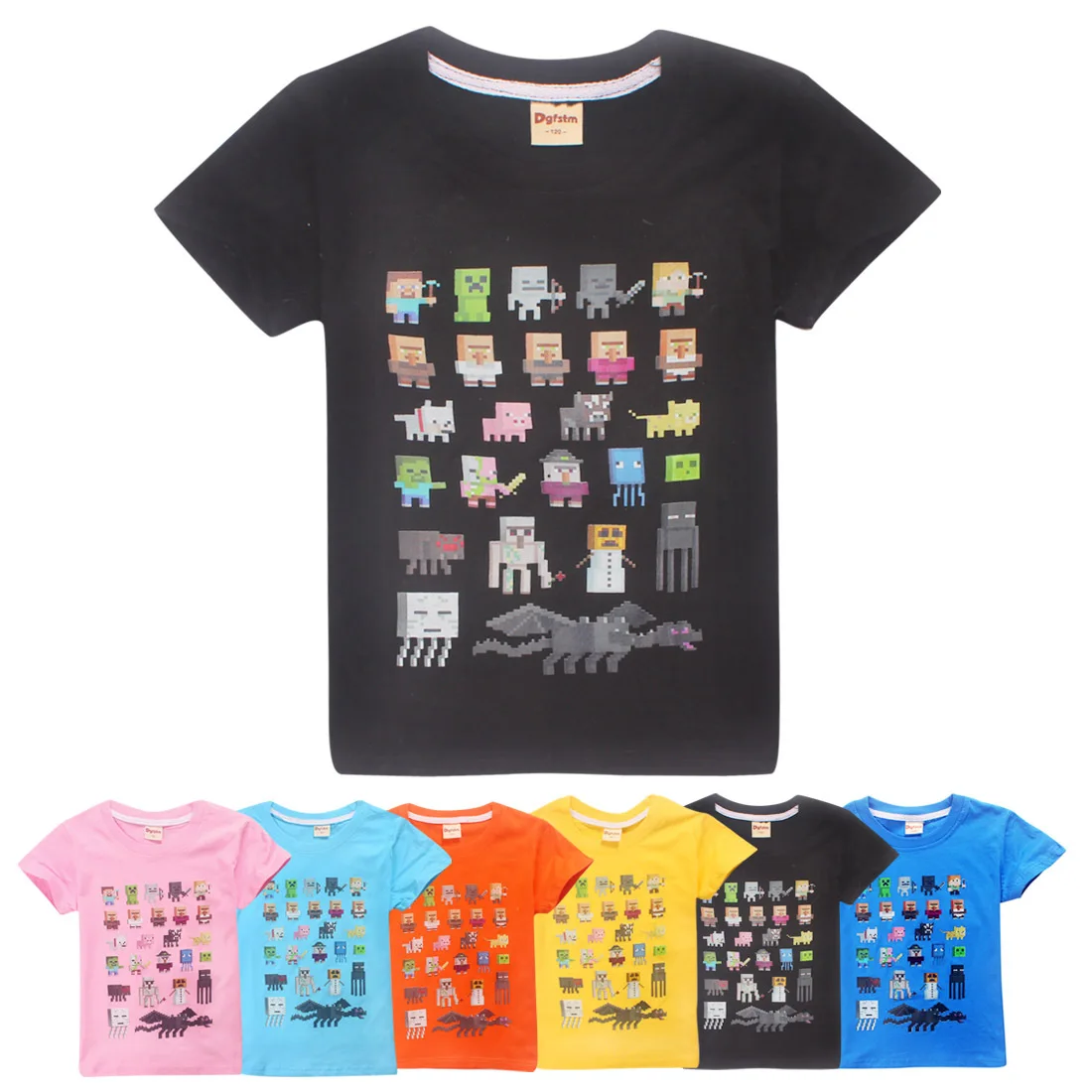 

New Year's boy 3D cartoon Minecraft roblox T shirt girls Tee Tops children's clothing summer clothes cotton baby clothes suit