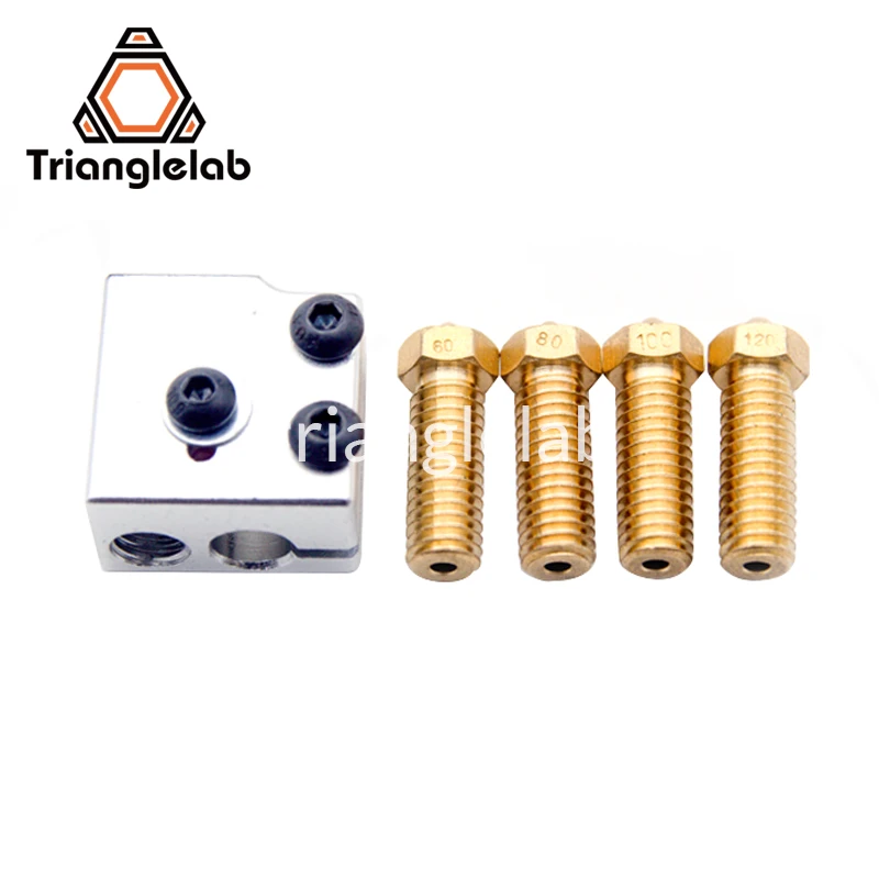 

Trianglelab 3d printer 1 set Volcano Aluminium Heater Block and Volcano Nozzle 0.6/0.8/1.0/1.2mm For 1.75 filament supplies