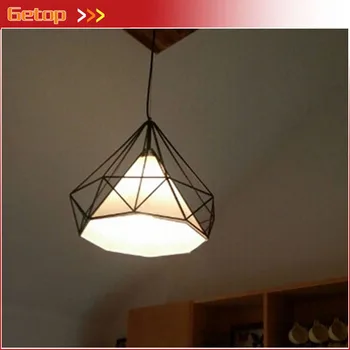 

Best Price Modern Diamond Chandeliers Wrought Iron Birdcage Vintage Chandelier Creative Pyramid Single head Lights Art