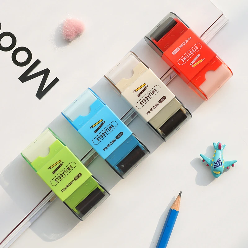 4pcs Color Random Creative 3in1 Eraser Clean Brush Pencil Sharpener