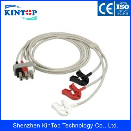 Patient Monitor Connector ECG Cable , Durable Clip ECG 3 Lead Wires
