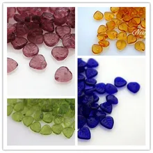 Heart Leaf 9MM 80Pcs Pack Mixed 4 Colors Glaze Czech Glass Crystal Bead Jewelry Loose
