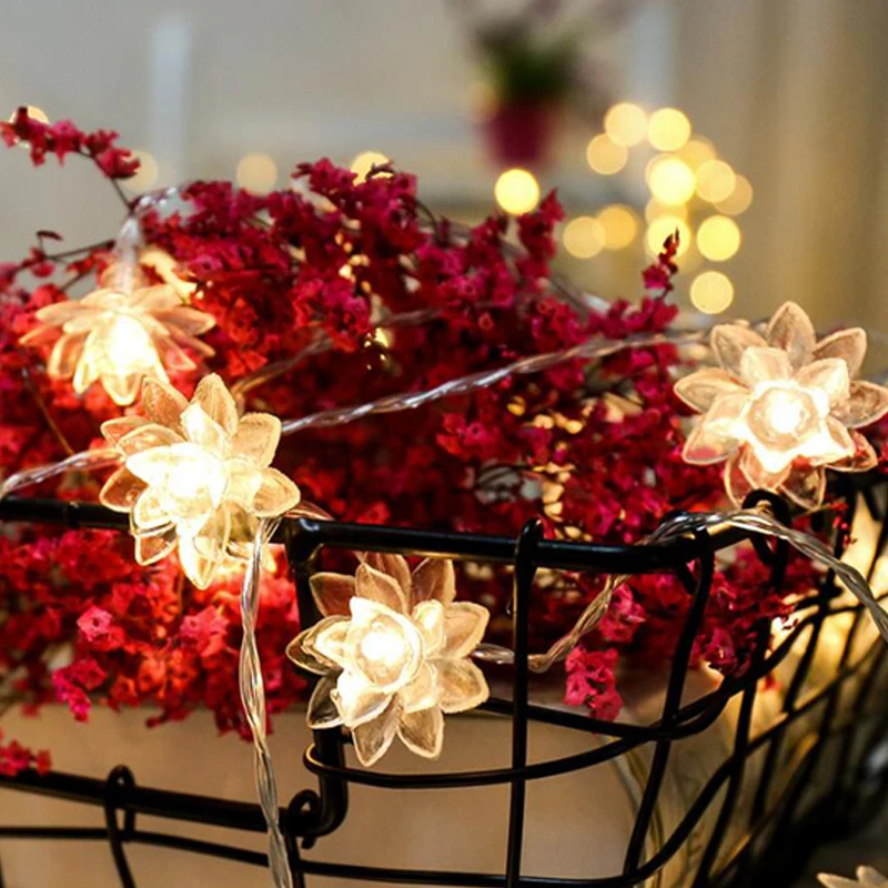  LED Crown Festival Lantern Lotus String Light Garden Waterproof Flash Light Starry New Year Christmas Wedding Decor Light (1)