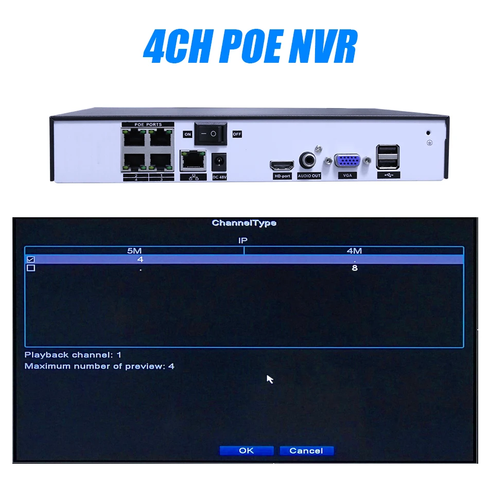Hiseeu H.265 H.264 4/8CH POE NVR Security IP Camera video Surveillance CCTV System P2P ONVIF 2MP/5M