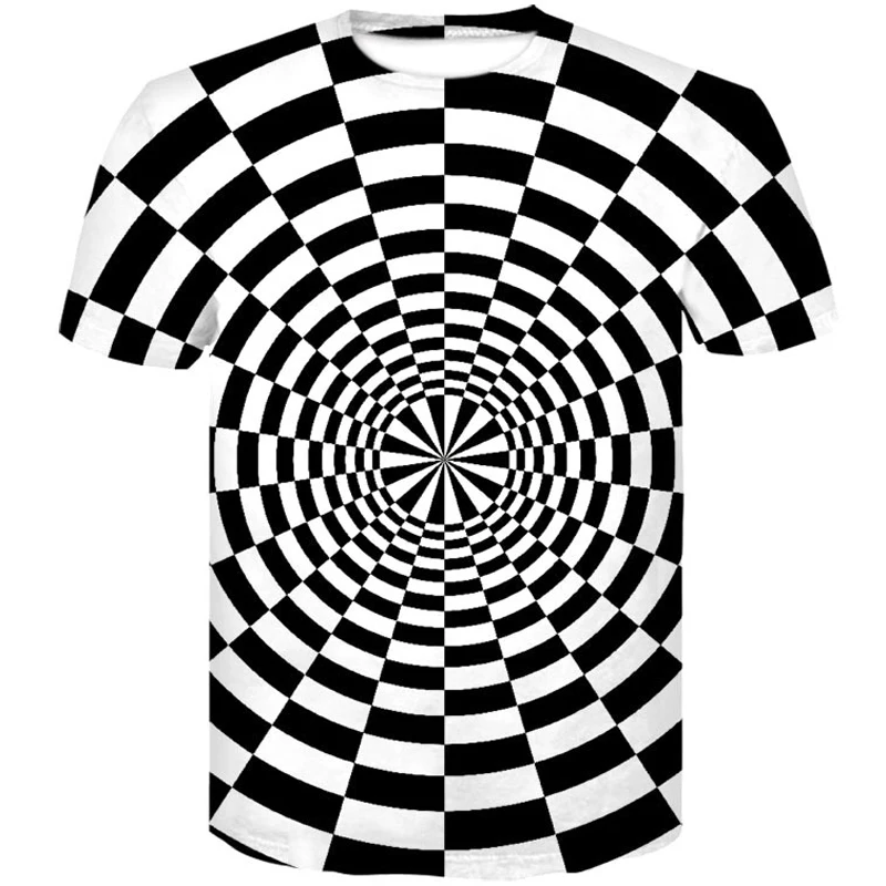 

mens t shirts fashion 2018 3D t-shirt Style Fashion Print Short sleeve Black And White Vertigo Hypnotic colorful t shirt homme