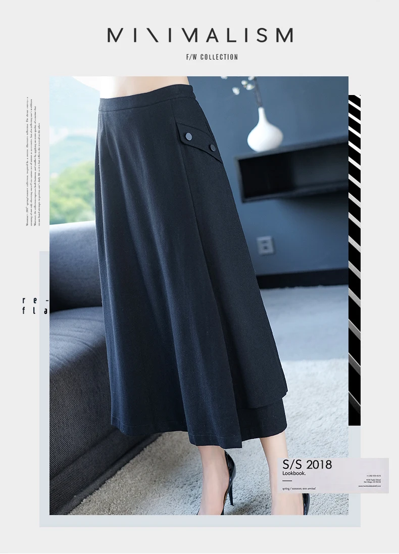 2xl брендовые шерстяные длинные юбки весна осень женские длинные юбки Новая мода Ol Commuter Длинные Юбки Высокая талия свободные юбки