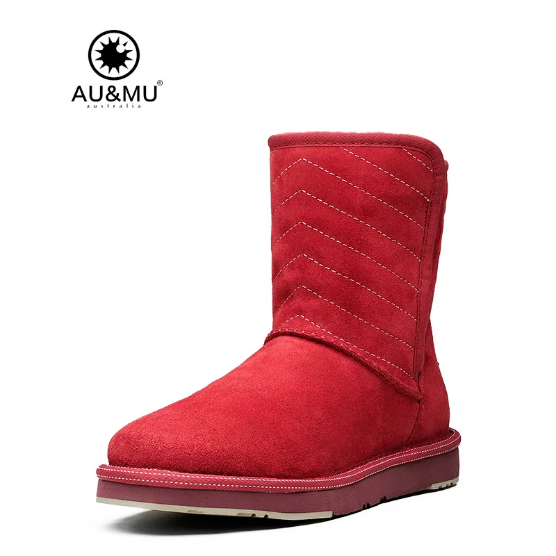 

2017 AUMU Australia Sheepskin Soft Square Pull On Thick Platform Round Toe Snow Winter Boots UG N377