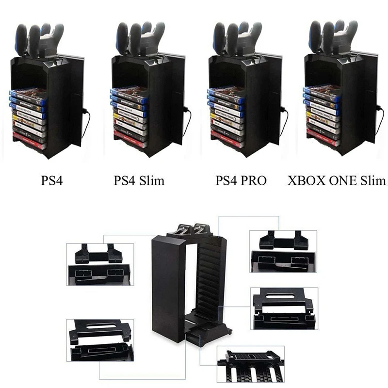 

Hot Sale Game Disk Tower Vertical Stand for PS4 DualShock Controller Charging Dock Station for PlayStation 4 PRO Slim NEW