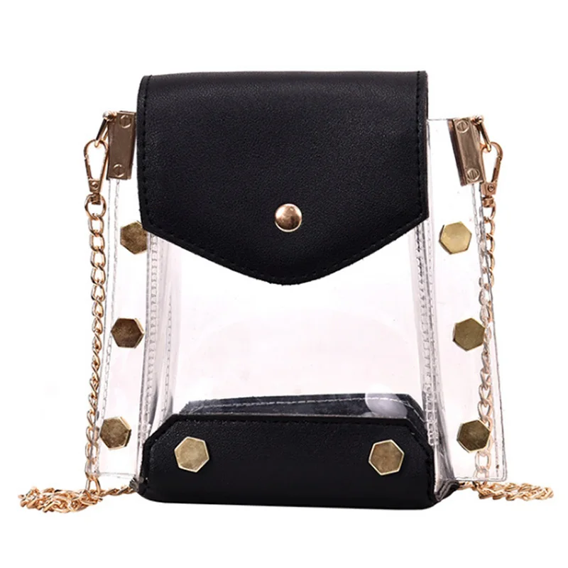

Women'S Fashion Wild Diagonal Cross Bag Transparent Shoulder Bag Women'S Jelly Bag Chain Bag