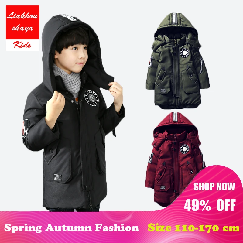 

Liakhouskaya 2018 New Children Winter Duck Down Kid Winter Hooded Jacket Coat Outerwear Thick Fur Collar Long Warm Down Coat