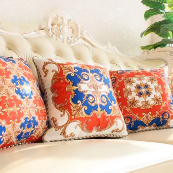 

45cm Baroque classical paisley printed cushion cover sofa velvet throw pillow cover lumbar pillowcase home decoration