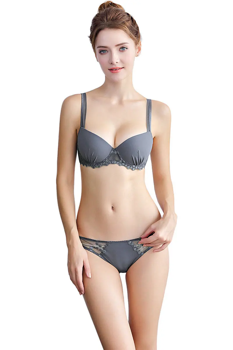 Women's Sexy Bra Set Lace Underwear Adjustable Thin Soft Cup Plunge Lingerie Set Flank Wide Girls Bras Sets (3)