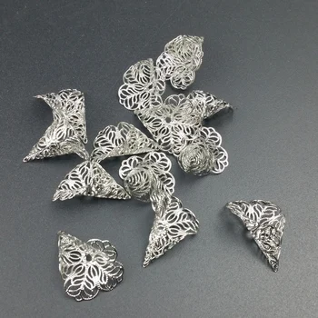 

Wholesale Fashion Brass Beads Caps 27*24MM Imitation Rhodium Copper Lily 20PCS