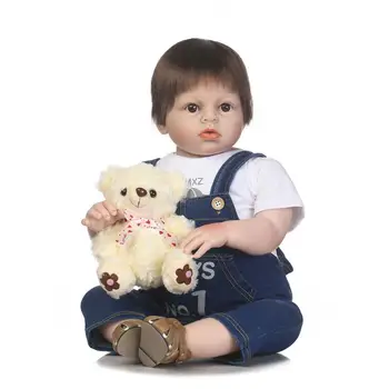 

NPK 70cm Silicone Reborn Baby Dolls Toy Toddler Boy Babies Doll Toy With Bear Fashion Girls Birthday Gift bonecas reborn