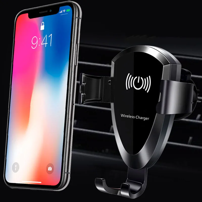 Wireless Charger Gravity Car Holder Stand For iPhone XS Max XR Auto Lock Bracket Mount Qi Samsung Note9 | Мобильные телефоны и
