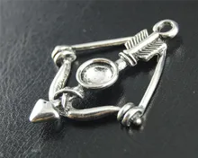 5pcs Antique Sliver Bow And Arrow Charm Jewelry Making DIY Handmade Craft 44X35mm A1817