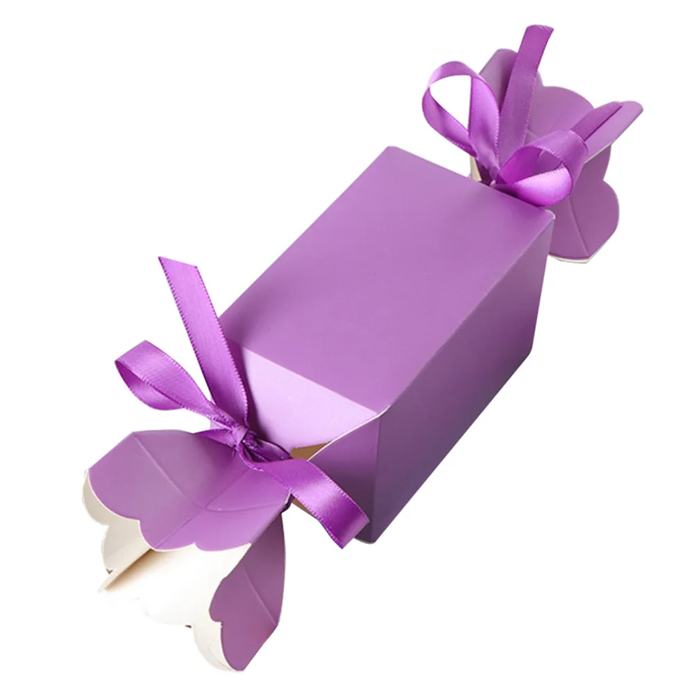 50 шт./лот, бумажные коробки для конфет, персональные принадлежности для дня рождения, 6*6*10 см, шоколадная коробка, украшения, подарки - Цвет: Фиолетовый