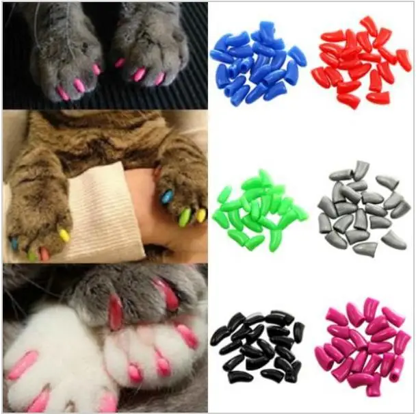 Free Shipping 40Pcs Colorful Soft Pet Dog Cat Kitten Paw Claw Control