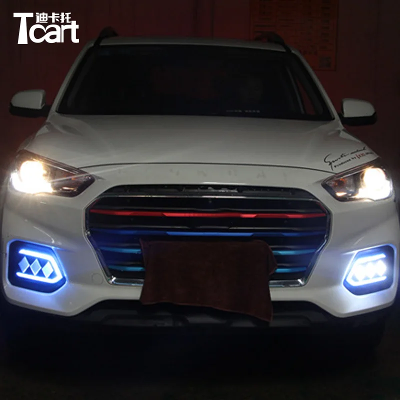 Tcart противотуманная фара DRL 3 цвета автомобильные аксессуары для Hyundai IX35 Tucson 2017 2018