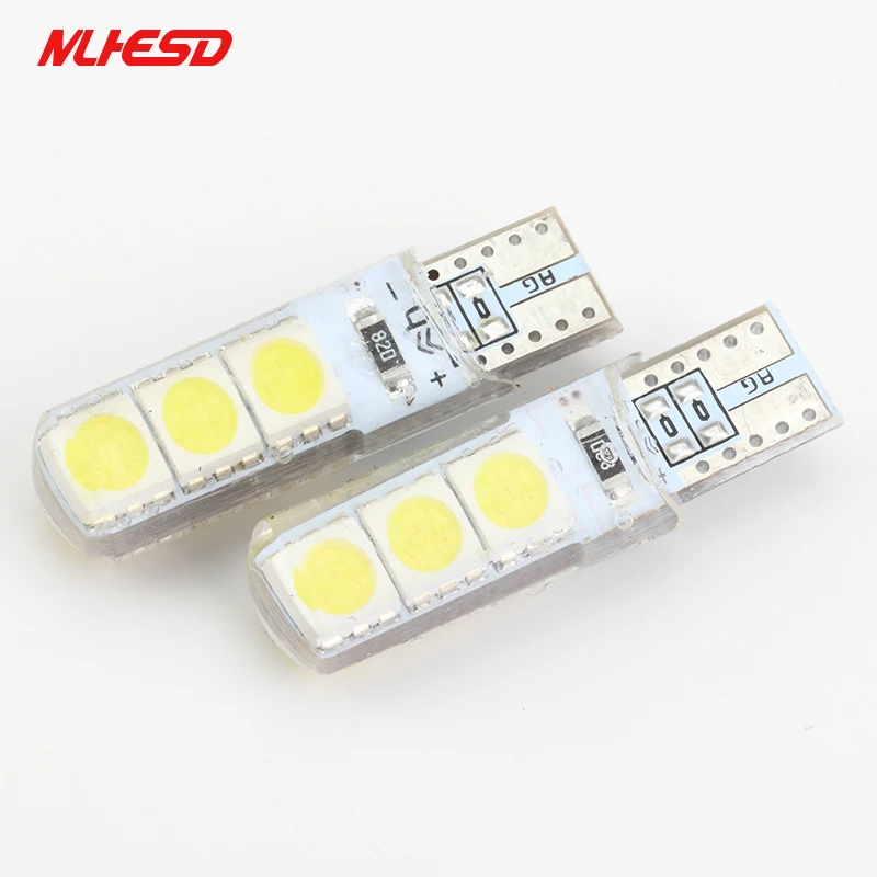 10x Автомобильный светодиодный T10 194 W5W DC 12V Canbus 6SMD 5050 силиконовая оболочка