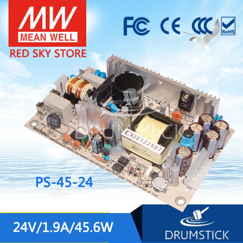 

MEAN WELL PS-45-24 24V 1.9A meanwell PS-45 45.6W Single Output Switching Power Supply
