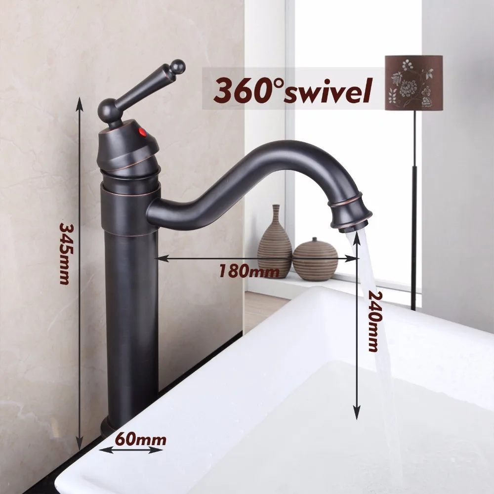 Online KEMAIDI Bad Waschen BasinSwivel 360 ORB Antike Messing Gedreht Dampf Auslauf Deck Montiert Hohe Sink Mischbatterie Wasserhahn