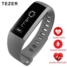 TEZER top Sports Smart Bracelet Wristband Oxygen Oximeter Blood Pressure Passometer black /purple Heart rate monitor Remote hour