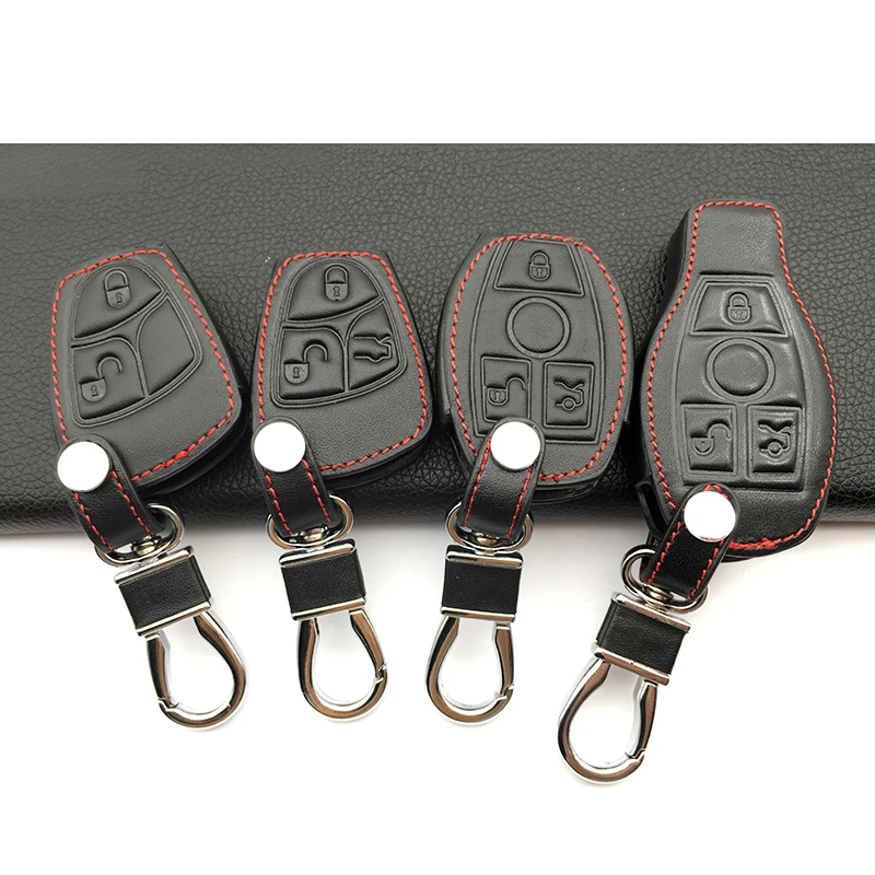 Кожаный автомобильный чехол с 3 кнопками для Mercedes C E S CL Class C180 C260 брелоком|key fob