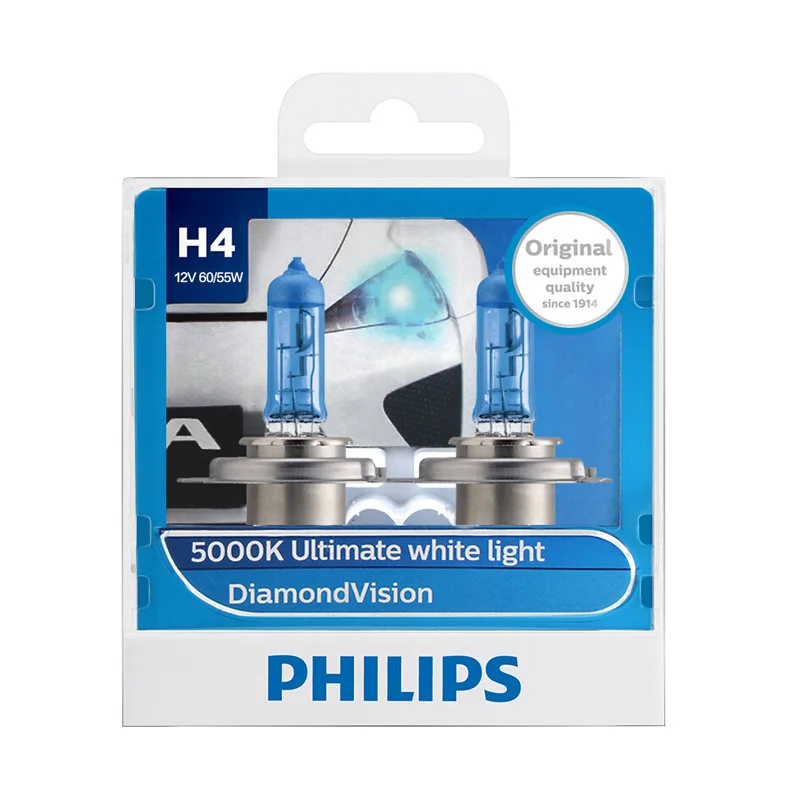 Philips H4 9003 12 в 60/55 Вт P43t алмазное видение 5000K супер белый свет галогенный