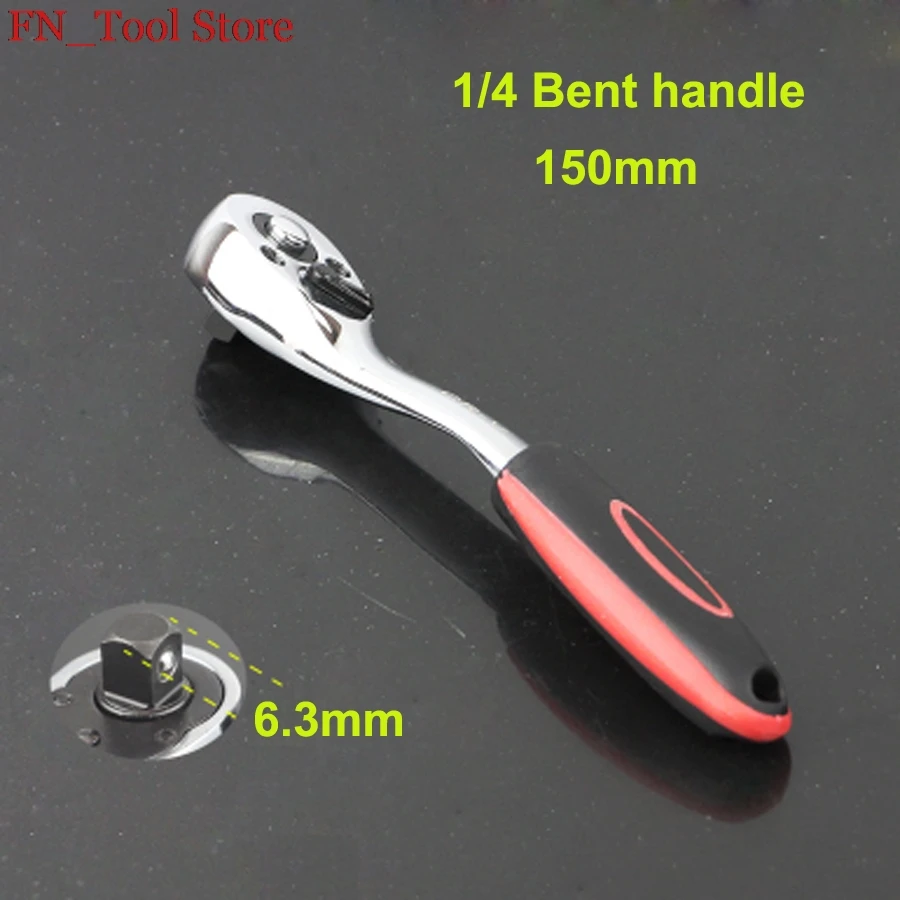 

New 1Piece 1/4" High Torque Ratchet Wrench for Socket bent handle 72 Teeth Cr-v Quick Release Professional Hand Tools