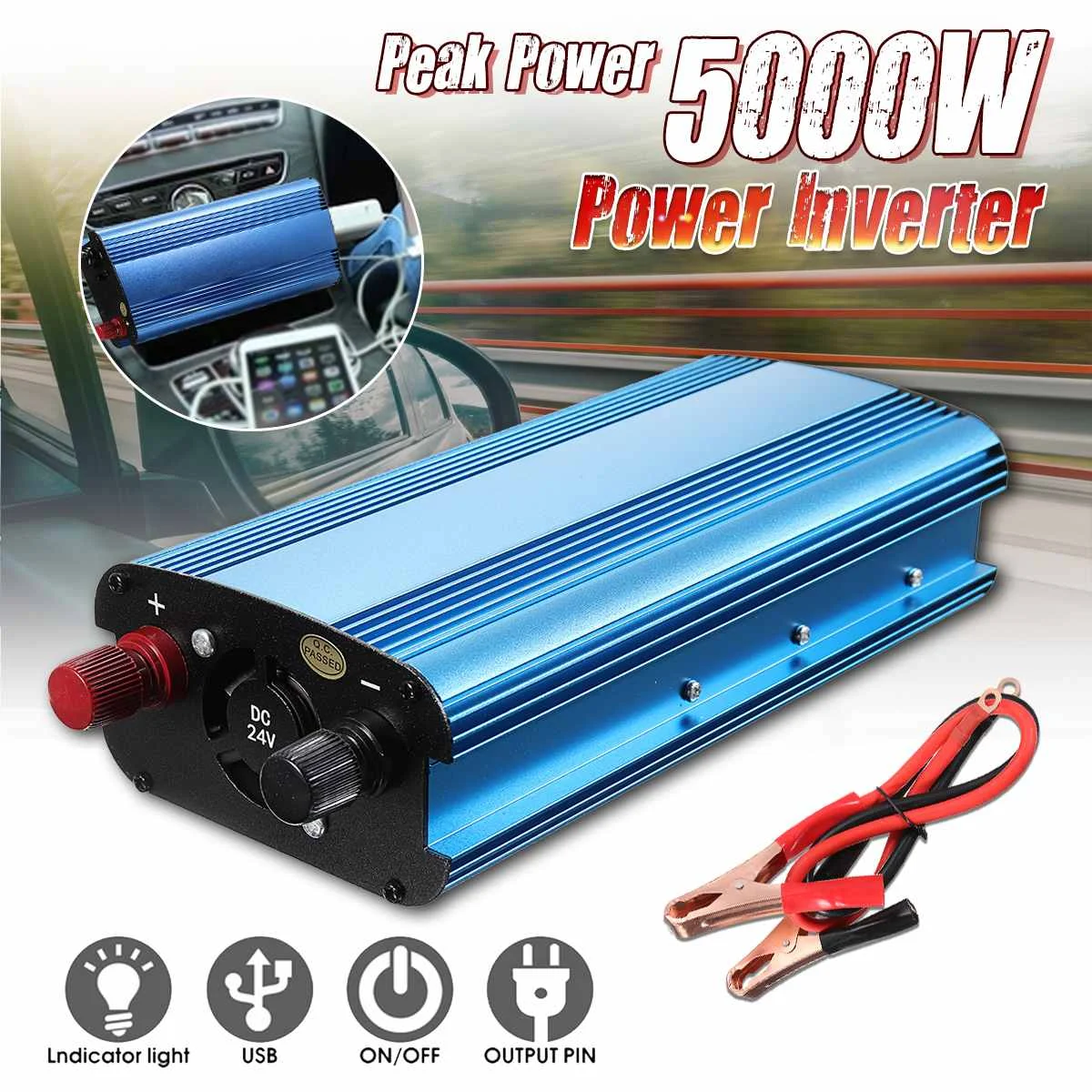 

Solar Power Inverter 5000W p eak DC 12/24/48V/60V To 220V LCD Display Solar car Inverter Modified Sine Wave Power Converter