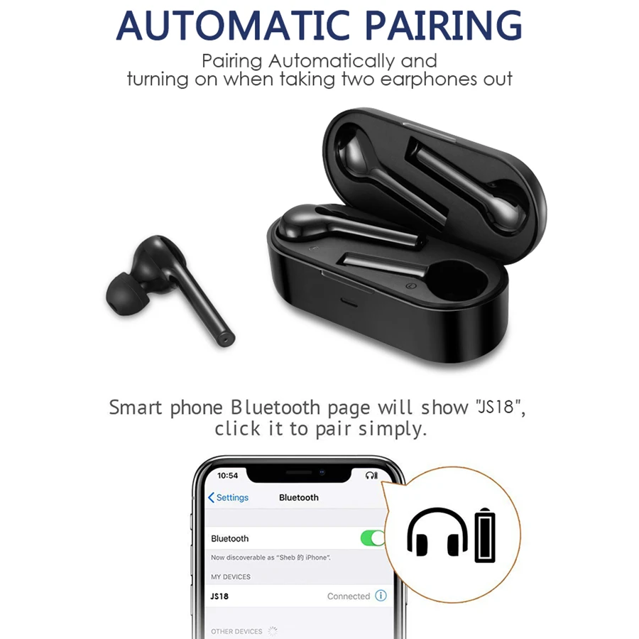 Bluetooth earphone JS18 TWS Earbuds 