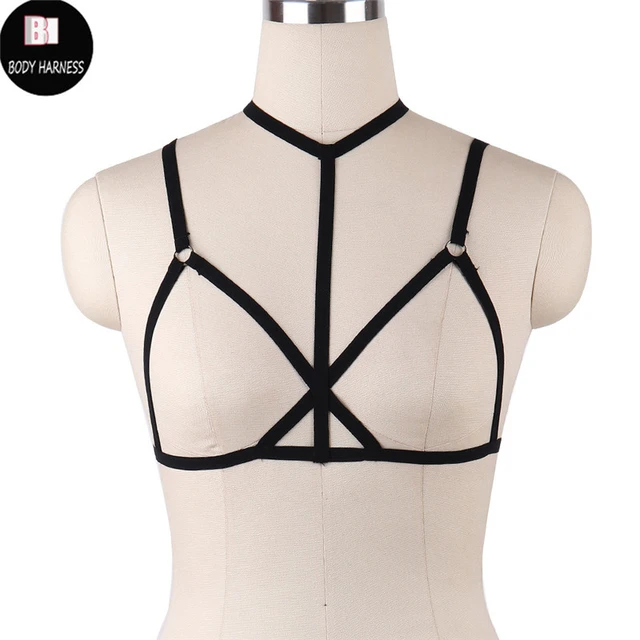 Black Cage Bra Design Body Harness Nightclub Gothic Harajuku Sexy Lingerie  Hot Sexy Erotic Lingerie - Garters - AliExpress