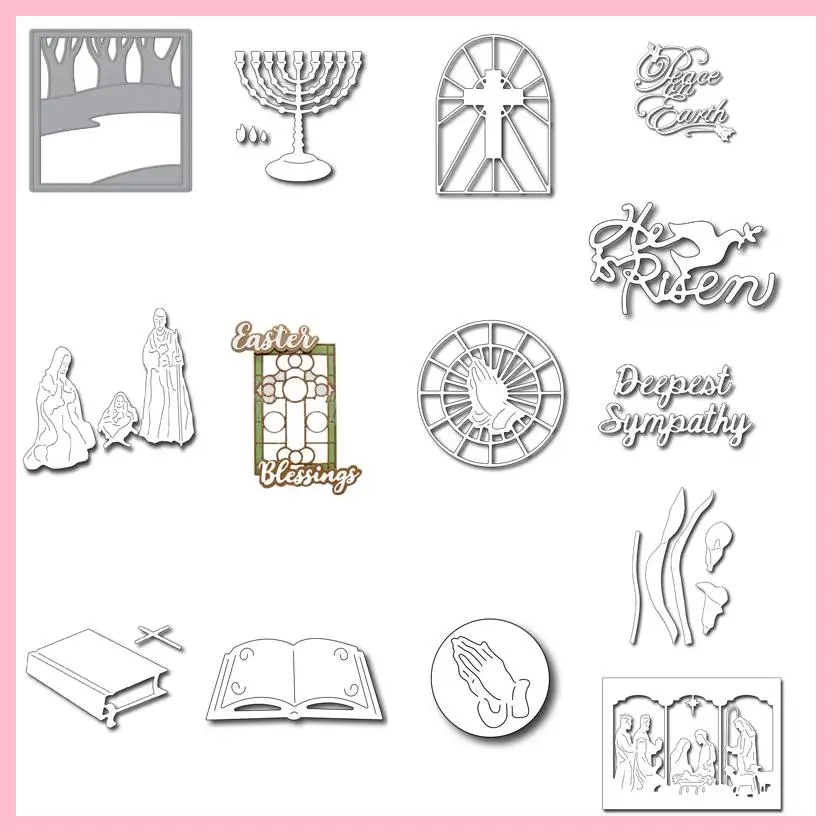 

Religious People Circle Words Books Metal Cutting Dies Scrapbooking DIY Template Paper Card Making Stencil New Dies For 2019