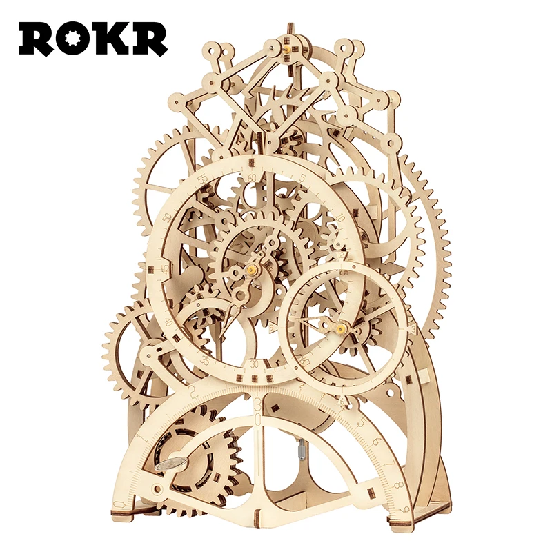 ROKR DIY 3D Wooden Puzzle Mechanical Gear Drive Pendulum ...